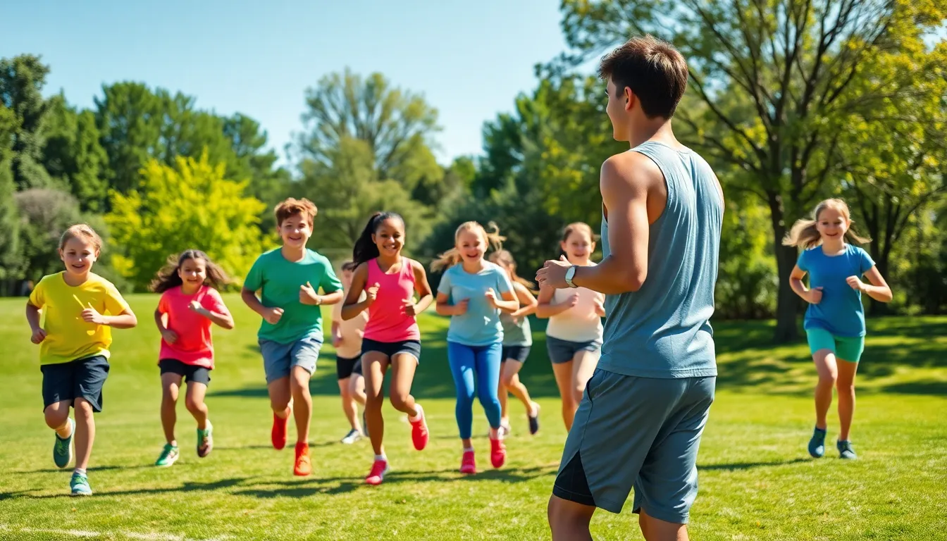 diverse youth participating in fitness training outdoors.